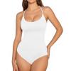 image:imageMANGOPOP Womens Scoop Neck Open TBack Cami Bodysuit Sleeveless Backless Thong Tank Top Body suits Going Out Tops 202602 White