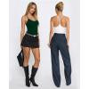 image:imageMANGOPOP Womens Scoop Neck Open TBack Cami Bodysuit Sleeveless Backless Thong Tank Top Body suits Going Out Tops 2026Deep Green