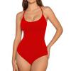 image:imageMANGOPOP Womens Scoop Neck Open TBack Cami Bodysuit Sleeveless Backless Thong Tank Top Body suits Going Out Tops 2026Red