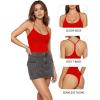 image:imageMANGOPOP Womens Scoop Neck Open TBack Cami Bodysuit Sleeveless Backless Thong Tank Top Body suits Going Out Tops 2026Red