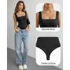 image:imageMANGOPOP Womens Square Neck Tank Top Bodysuit Sleeveless Backless Double Lined Fitted Body Suits Trendy Going Out TopsA01 Black