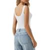 image:imageMANGOPOP Womens Square Neck Tank Top Bodysuit Sleeveless Backless Double Lined Fitted Body Suits Trendy Going Out TopsA02 White