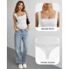image:imageMANGOPOP Womens Square Neck Tank Top Bodysuit Sleeveless Backless Double Lined Fitted Body Suits Trendy Going Out TopsA02 White