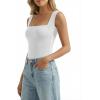 image:imageMANGOPOP Womens Square Neck Tank Top Bodysuit Sleeveless Backless Double Lined Fitted Body Suits Trendy Going Out TopsA02 White