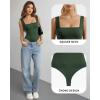 image:imageMANGOPOP Womens Square Neck Tank Top Bodysuit Sleeveless Backless Double Lined Fitted Body Suits Trendy Going Out TopsDeep Green