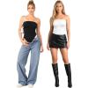 image:imageMANGOPOP Womens Strapless Thong Bodysuit Sexy Tube Top Off The Shoulder Double Lined Bodysuits Summer Going Out TopsA01 Black