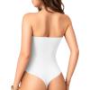 image:imageMANGOPOP Womens Strapless Thong Bodysuit Sexy Tube Top Off The Shoulder Double Lined Bodysuits Summer Going Out TopsA02 White
