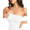 image:imageMANGOPOP Womens Strapless Thong Bodysuit Sexy Tube Top Off The Shoulder Double Lined Bodysuits Summer Going Out TopsA02 White