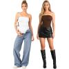 image:imageMANGOPOP Womens Strapless Thong Bodysuit Sexy Tube Top Off The Shoulder Double Lined Bodysuits Summer Going Out TopsA02 White