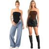 image:imageMANGOPOP Womens Strapless Thong Bodysuit Sexy Tube Top Off The Shoulder Double Lined Bodysuits Summer Going Out TopsCoffee