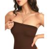 image:imageMANGOPOP Womens Strapless Thong Bodysuit Sexy Tube Top Off The Shoulder Double Lined Bodysuits Summer Going Out TopsCoffee