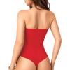 image:imageMANGOPOP Womens Strapless Thong Bodysuit Sexy Tube Top Off The Shoulder Double Lined Bodysuits Summer Going Out TopsRed