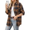 image:imageMANGOPOP YearRound Flannel Shirt for Women  Lightweight Oversized Long Sleeve Button Down Plaid for Effortless LayeringBlack Brown Plaid