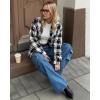 image:imageMANGOPOP YearRound Flannel Shirt for Women  Lightweight Oversized Long Sleeve Button Down Plaid for Effortless LayeringBlack White Plaid