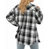 image:imageMANGOPOP YearRound Flannel Shirt for Women  Lightweight Oversized Long Sleeve Button Down Plaid for Effortless LayeringBlack White Plaid