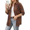 image:imageMANGOPOP YearRound Flannel Shirt for Women  Lightweight Oversized Long Sleeve Button Down Plaid for Effortless LayeringBrown Orange Plaid