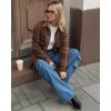 image:imageMANGOPOP YearRound Flannel Shirt for Women  Lightweight Oversized Long Sleeve Button Down Plaid for Effortless LayeringBrown Orange Plaid