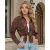 image:imageMANGOPOP YearRound Flannel Shirt for Women  Lightweight Oversized Long Sleeve Button Down Plaid for Effortless LayeringBrown Orange Plaid