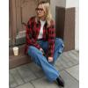 image:imageMANGOPOP YearRound Flannel Shirt for Women  Lightweight Oversized Long Sleeve Button Down Plaid for Effortless LayeringRed Black Plaid