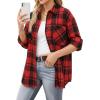 image:imageMANGOPOP YearRound Flannel Shirt for Women  Lightweight Oversized Long Sleeve Button Down Plaid for Effortless LayeringRed Black Plaid