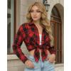 image:imageMANGOPOP YearRound Flannel Shirt for Women  Lightweight Oversized Long Sleeve Button Down Plaid for Effortless LayeringRed Black Plaid
