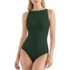 image:imageMANGOPOP Womens Boat Neck Tank Top Bodysuit Double Lined Sleeveless Cami Body Suit Going Out Adjustable Spaghetti Strap TopsDeep Green