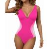 image:imageMANGOPOP Womens One Piece Swimsuits Slimming Tummy Control Bathing Suit Color Block Swim Suits 2026 Beach Vacation ClothesBpink