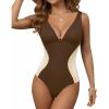 image:imageMANGOPOP Womens One Piece Swimsuits Slimming Tummy Control Bathing Suit Color Block Swim Suits 2026 Beach Vacation ClothesBrown