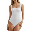 image:imageMANGOPOP Womens Square Neck Tank Top Bodysuit Sleeveless Backless Double Lined Fitted Body Suits Trendy Going Out TopsA02 White