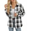 image:imageMANGOPOP YearRound Flannel Shirt for Women  Lightweight Oversized Long Sleeve Button Down Plaid for Effortless LayeringBlack White Plaid