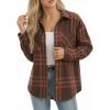 image:imageMANGOPOP YearRound Flannel Shirt for Women  Lightweight Oversized Long Sleeve Button Down Plaid for Effortless LayeringBrown Orange Plaid