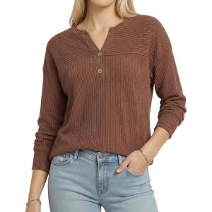 image:imageMANGOPOP Tunic Tops for Women Loose Fit Dressy  Ribbed Henley VNeck Soft Smart Casual Top Work WeekendsCoffee