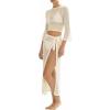 image:imageMANGOPOP 2 Piece Swimsuit Coverup for Women Crochet Bathing Suit Cover Up Set for Beach Pool VacationAcream White