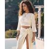 image:imageMANGOPOP 2 Piece Swimsuit Coverup for Women Crochet Bathing Suit Cover Up Set for Beach Pool VacationAcream White