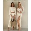 image:imageMANGOPOP 2 Piece Swimsuit Coverup for Women Crochet Bathing Suit Cover Up Set for Beach Pool VacationAcream White