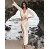 image:imageMANGOPOP 2 Piece Swimsuit Coverup for Women Crochet Bathing Suit Cover Up Set for Beach Pool VacationAcream White