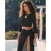 image:imageMANGOPOP 2 Piece Swimsuit Coverup for Women Crochet Bathing Suit Cover Up Set for Beach Pool VacationBlack
