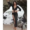 image:imageMANGOPOP 2 Piece Swimsuit Coverup for Women Crochet Bathing Suit Cover Up Set for Beach Pool VacationBlack
