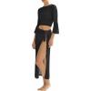 image:imageMANGOPOP 2 Piece Swimsuit Coverup for Women Crochet Bathing Suit Cover Up Set for Beach Pool VacationBlack
