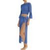 image:imageMANGOPOP 2 Piece Swimsuit Coverup for Women Crochet Bathing Suit Cover Up Set for Beach Pool VacationBlue