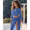 image:imageMANGOPOP 2 Piece Swimsuit Coverup for Women Crochet Bathing Suit Cover Up Set for Beach Pool VacationBlue