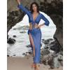 image:imageMANGOPOP 2 Piece Swimsuit Coverup for Women Crochet Bathing Suit Cover Up Set for Beach Pool VacationBlue