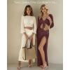 image:imageMANGOPOP 2 Piece Swimsuit Coverup for Women Crochet Bathing Suit Cover Up Set for Beach Pool VacationBrown