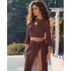 image:imageMANGOPOP 2 Piece Swimsuit Coverup for Women Crochet Bathing Suit Cover Up Set for Beach Pool VacationBrown