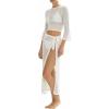 image:imageMANGOPOP 2 Piece Swimsuit Coverup for Women Crochet Bathing Suit Cover Up Set for Beach Pool VacationWhite