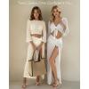 image:imageMANGOPOP 2 Piece Swimsuit Coverup for Women Crochet Bathing Suit Cover Up Set for Beach Pool VacationWhite