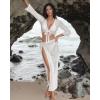 image:imageMANGOPOP 2 Piece Swimsuit Coverup for Women Crochet Bathing Suit Cover Up Set for Beach Pool VacationWhite
