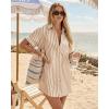 image:imageMANGOPOP Swimsuit Coverup for Women Striped Bathing Suit Cover Up Button Down Shirt Beach Cover Ups Dress 2026 Summer OutfitsAkhaki