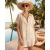 image:imageMANGOPOP Swimsuit Coverup for Women Striped Bathing Suit Cover Up Button Down Shirt Beach Cover Ups Dress 2026 Summer OutfitsAkhaki
