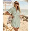 image:imageMANGOPOP Swimsuit Coverup for Women Striped Bathing Suit Cover Up Button Down Shirt Beach Cover Ups Dress 2026 Summer OutfitsGreen
